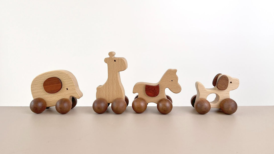 Solid wooden toy vehicles showing durable natural wood toys compared with plastic toys