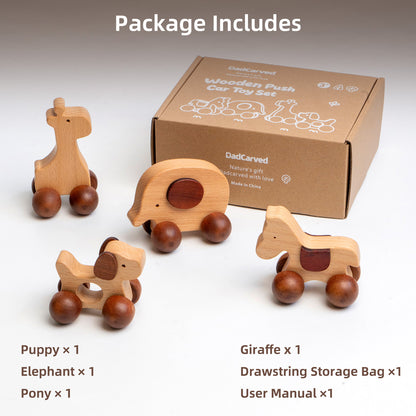 Wooden Push Car Toy Set（4pcs）