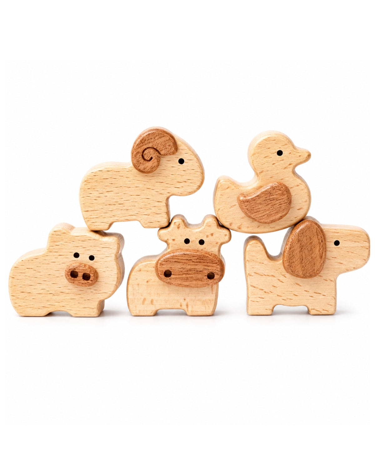 Wooden Farm Animal Blocks（5PCS）