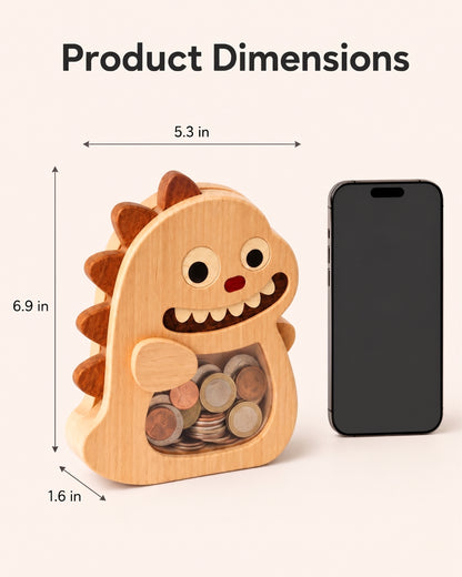 Wooden Piggy Bank (Dinosaur)
