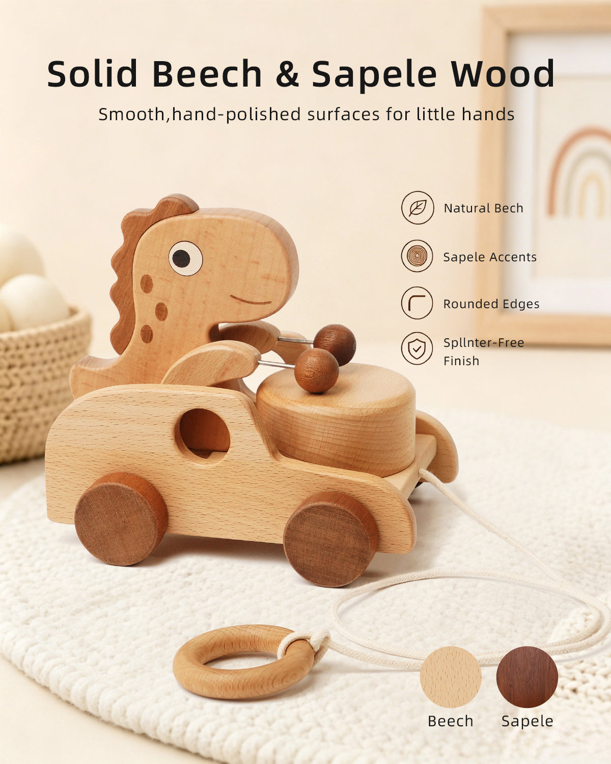 Wooden Dinosaur Pull Toy
