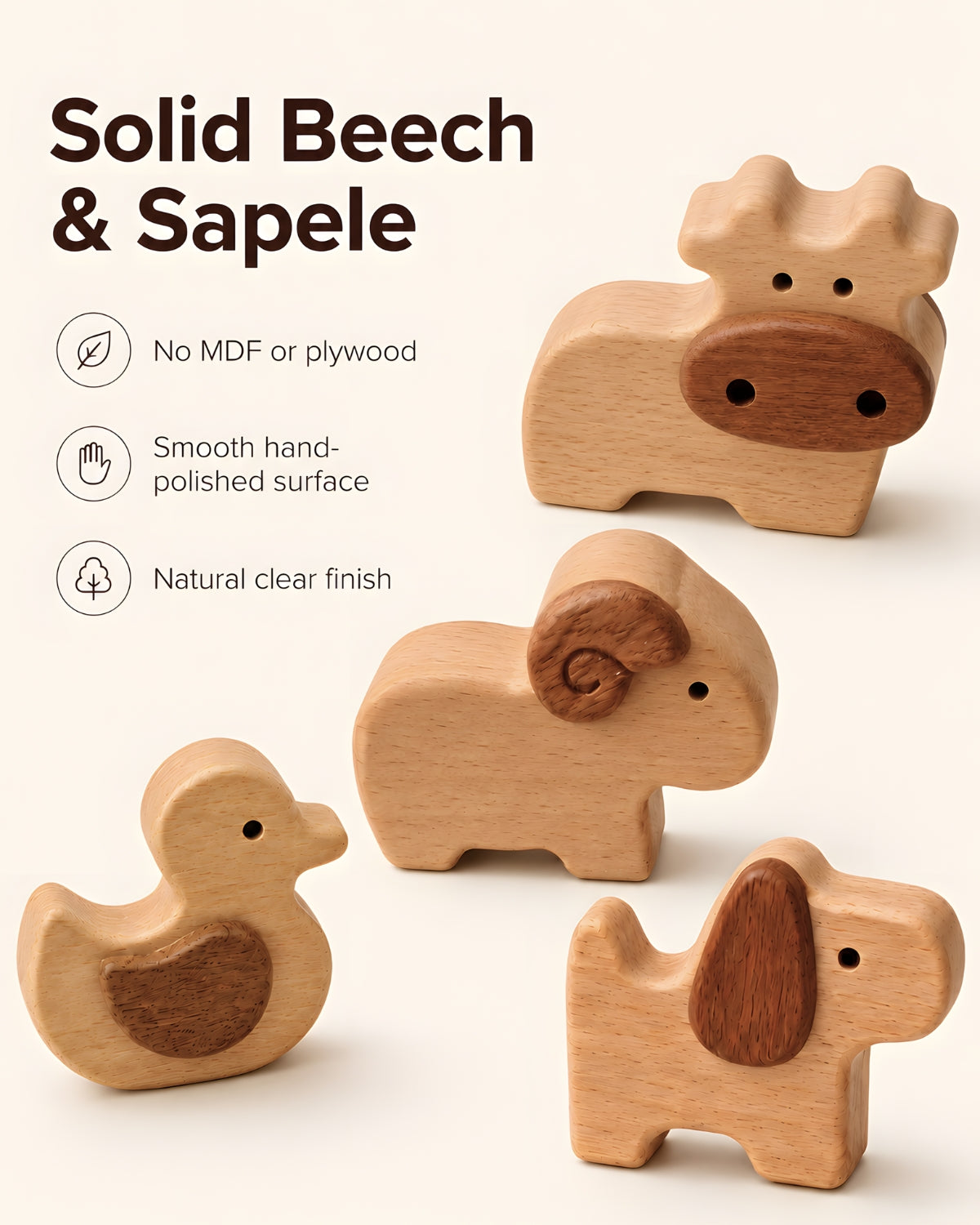 Wooden Farm Animal Blocks（5PCS）