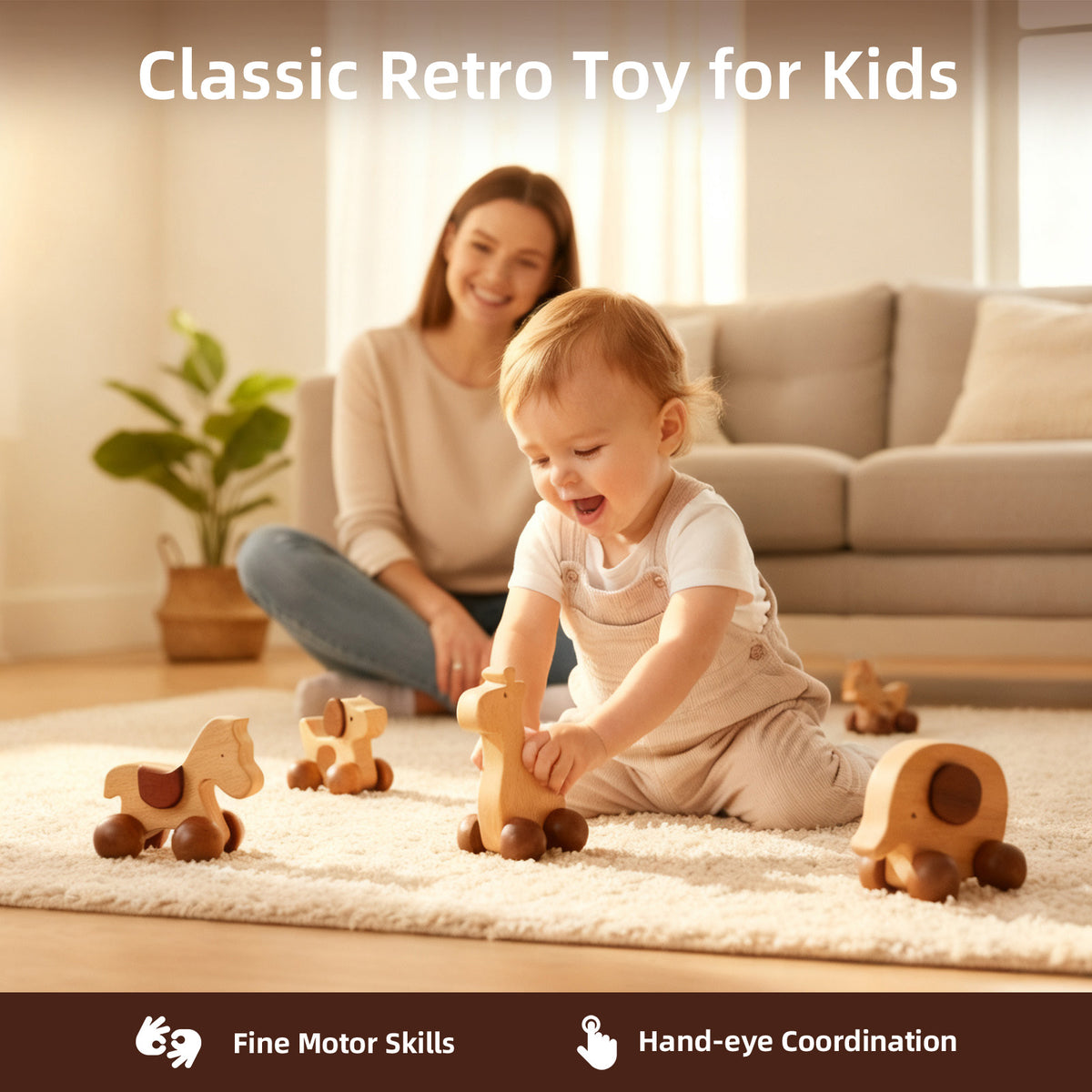 Wooden Push Car Toy Set（4pcs）