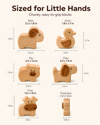 Wooden Farm Animal Blocks（5PCS）