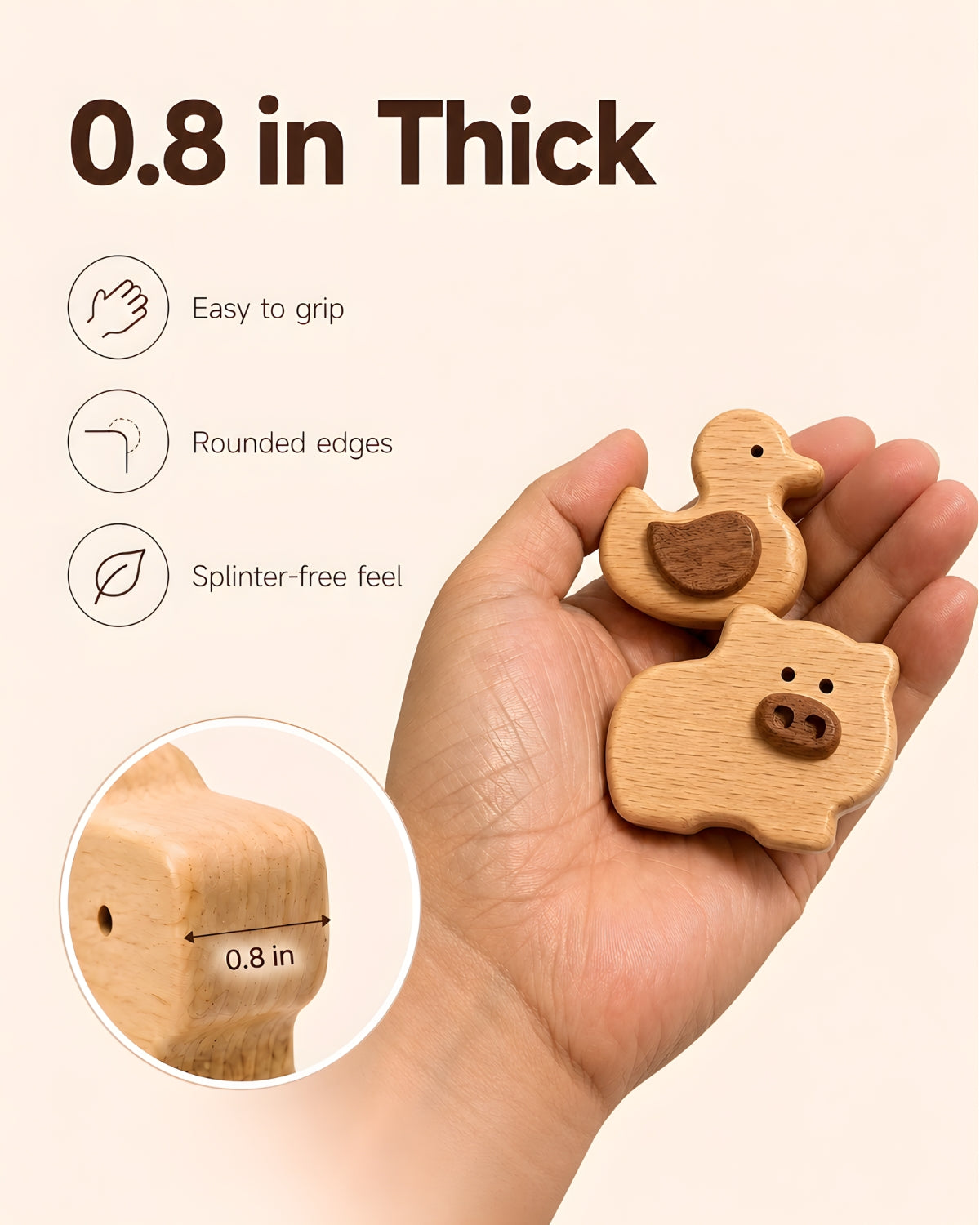 Wooden Farm Animal Blocks（5PCS）