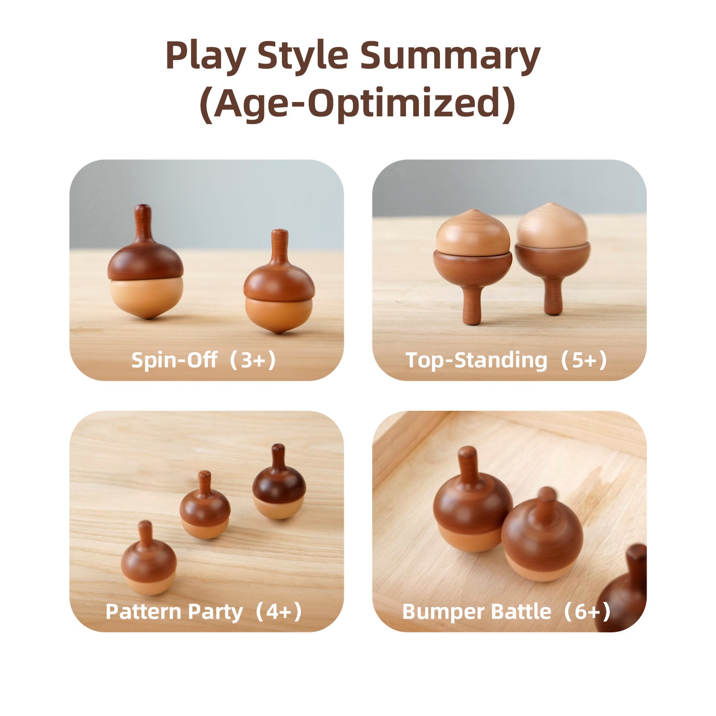 Wooden Spinning Tops（3pcs）