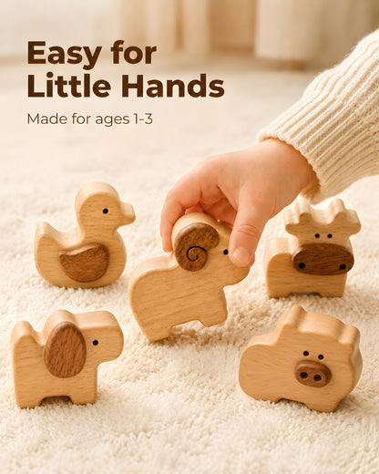 Wooden Farm Animal Blocks（5PCS）