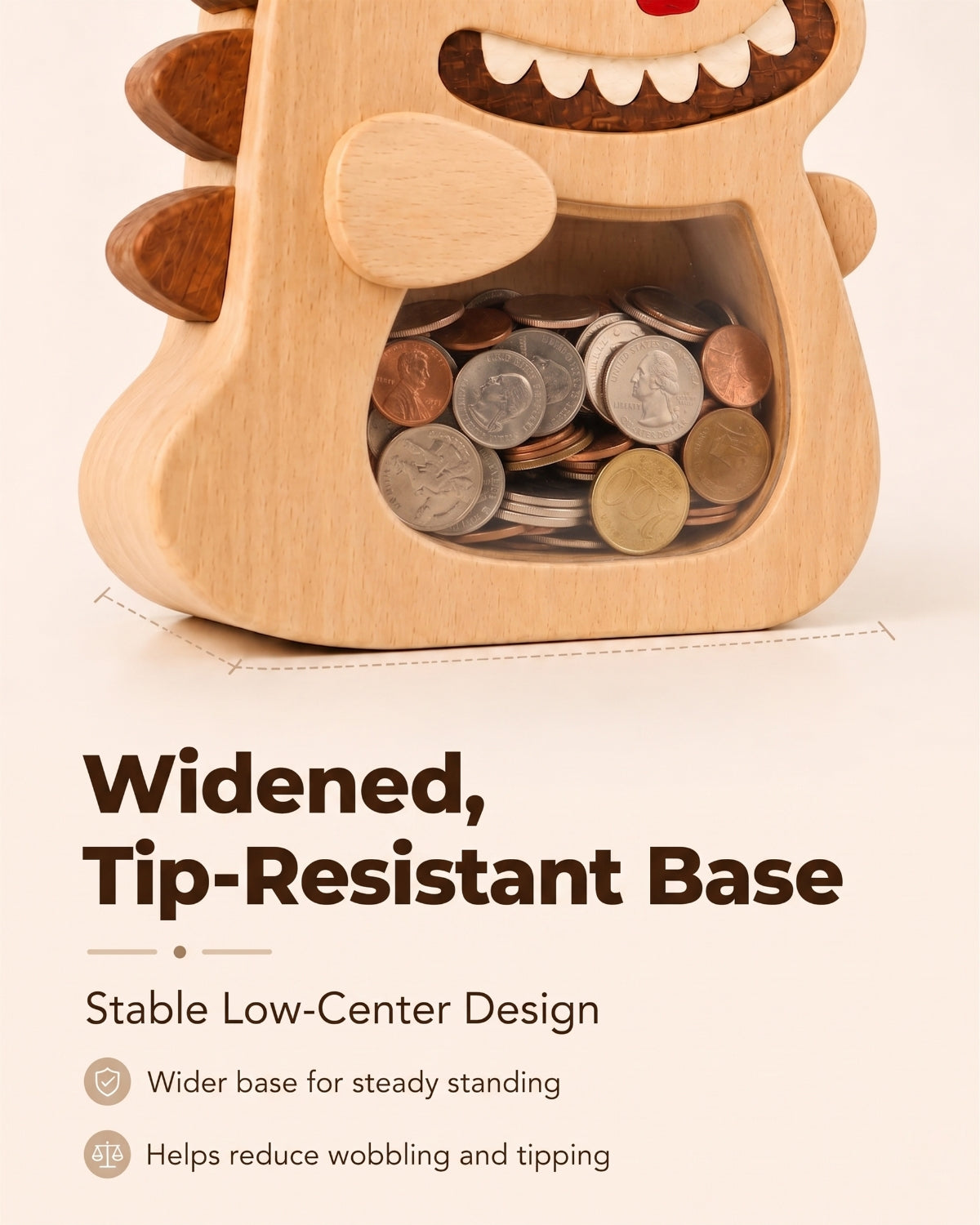 Wooden Piggy Bank (Dinosaur)