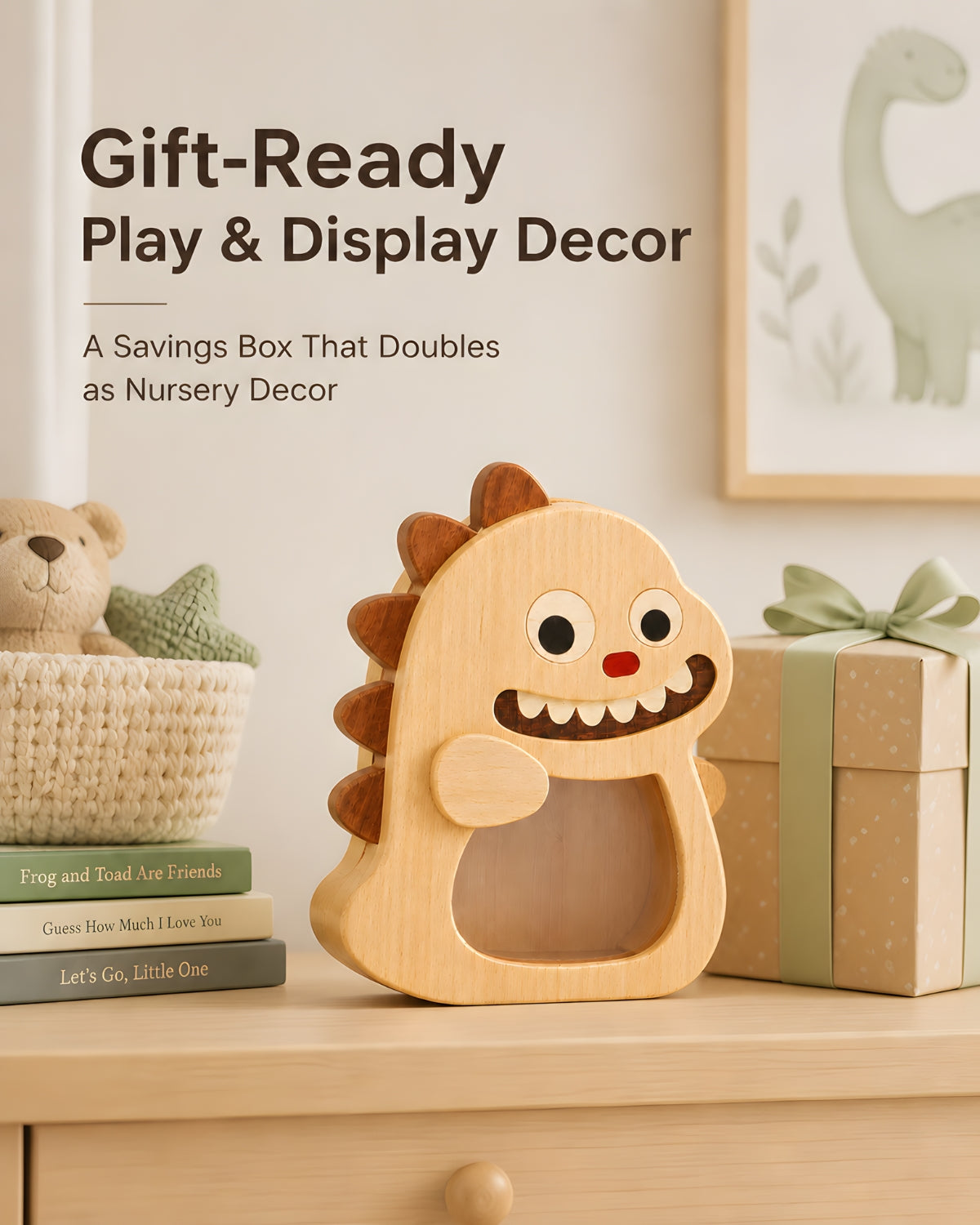 Wooden Piggy Bank (Dinosaur)