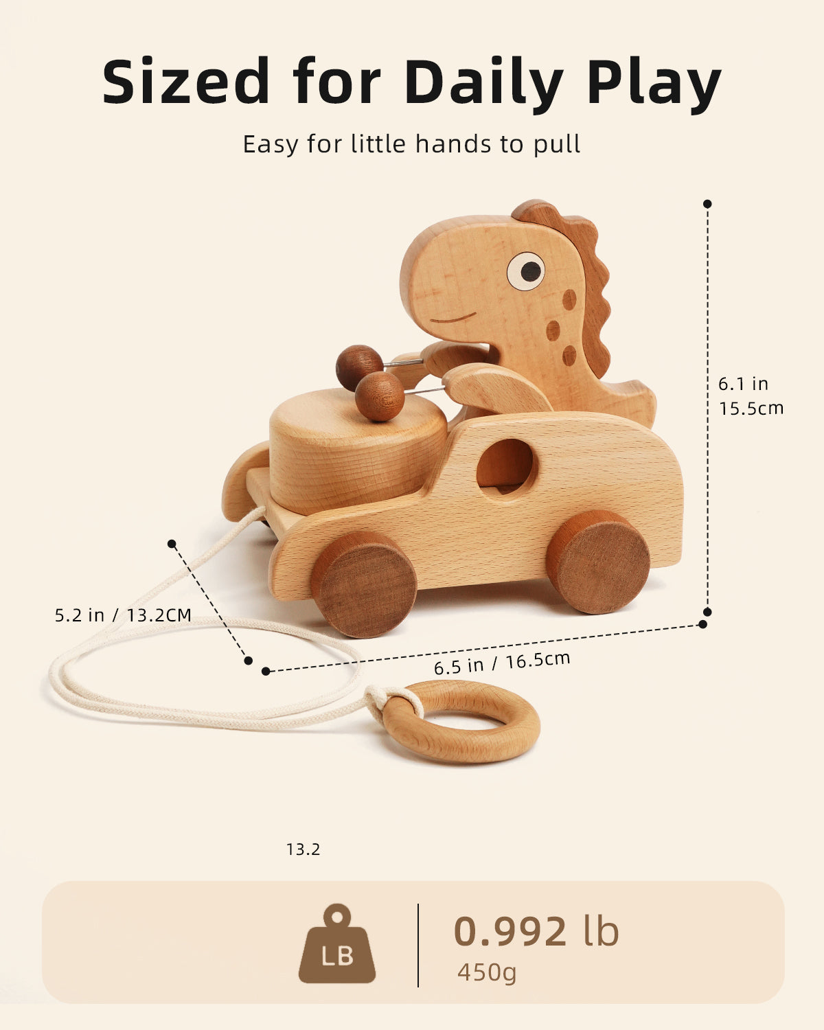 Wooden Dinosaur Pull Toy