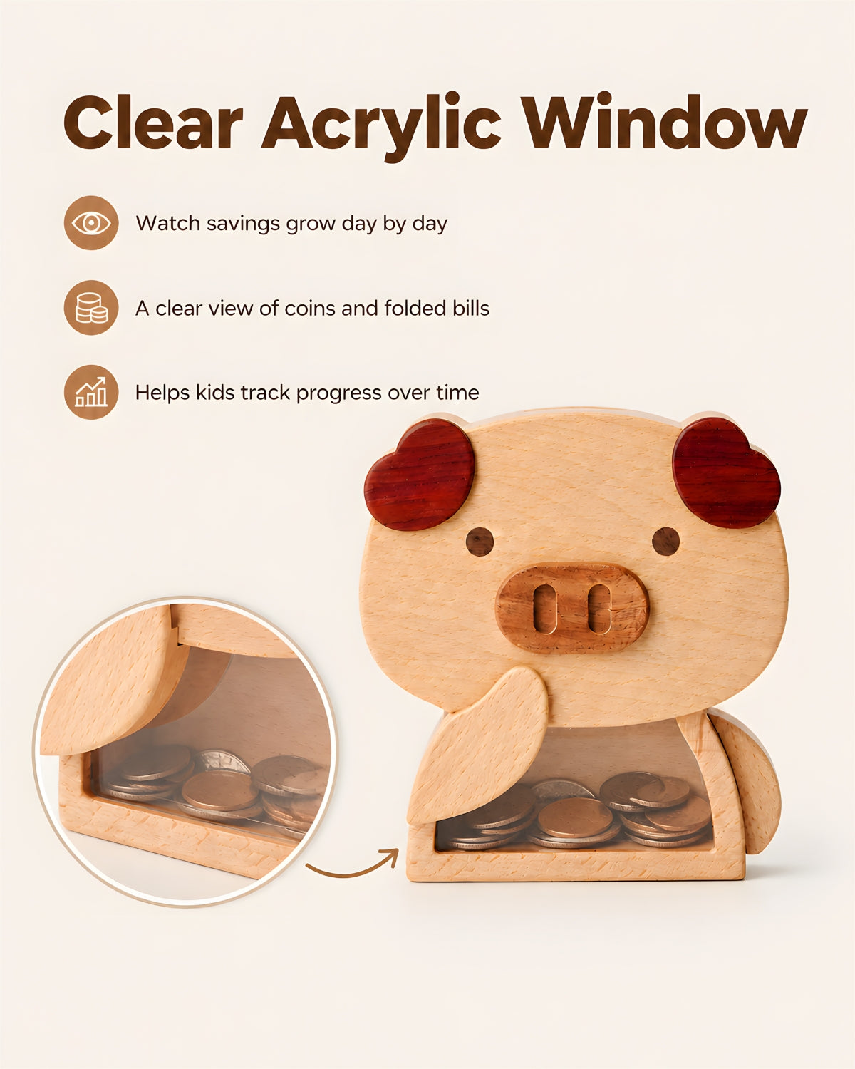 Wooden Piggy Bank (Piggy)