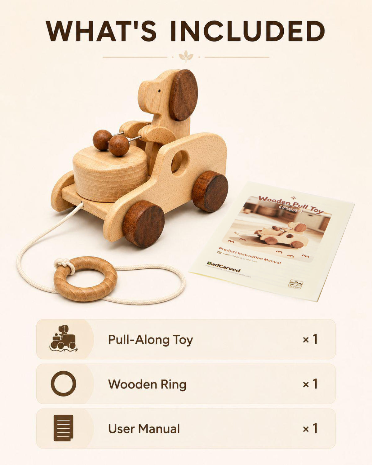 Wooden Dog Pull Toy