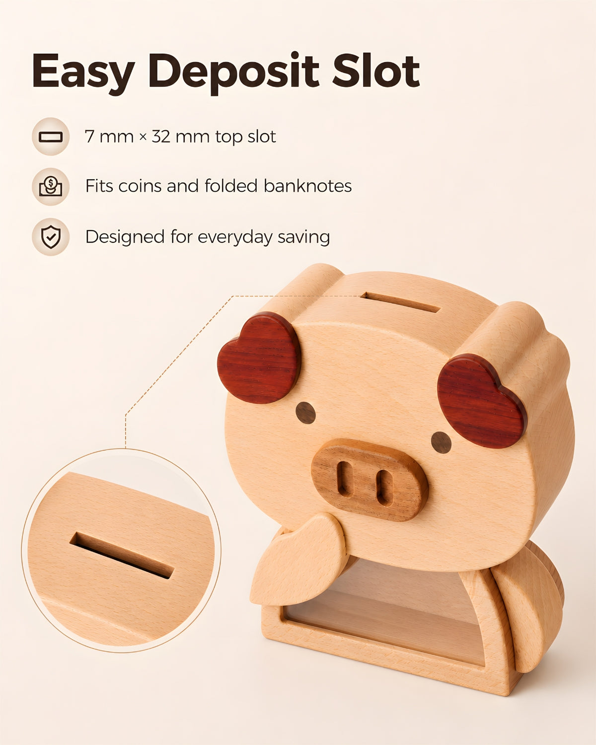 Wooden Piggy Bank (Piggy)