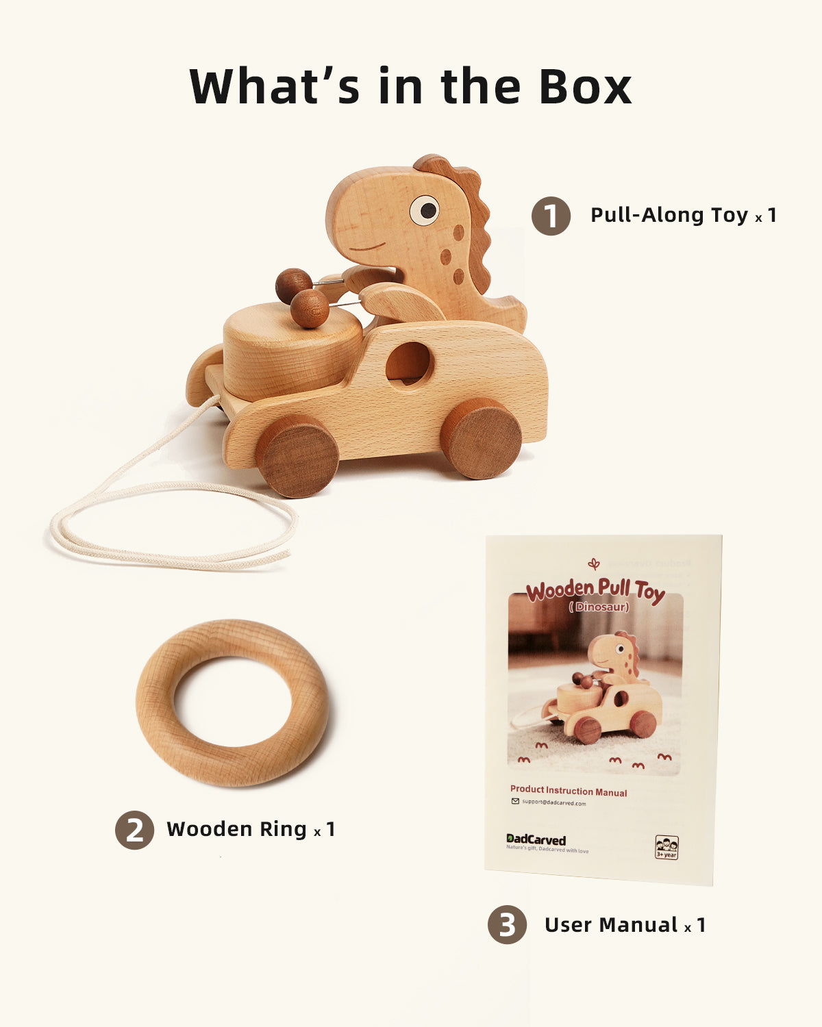 Wooden Dinosaur Pull Toy