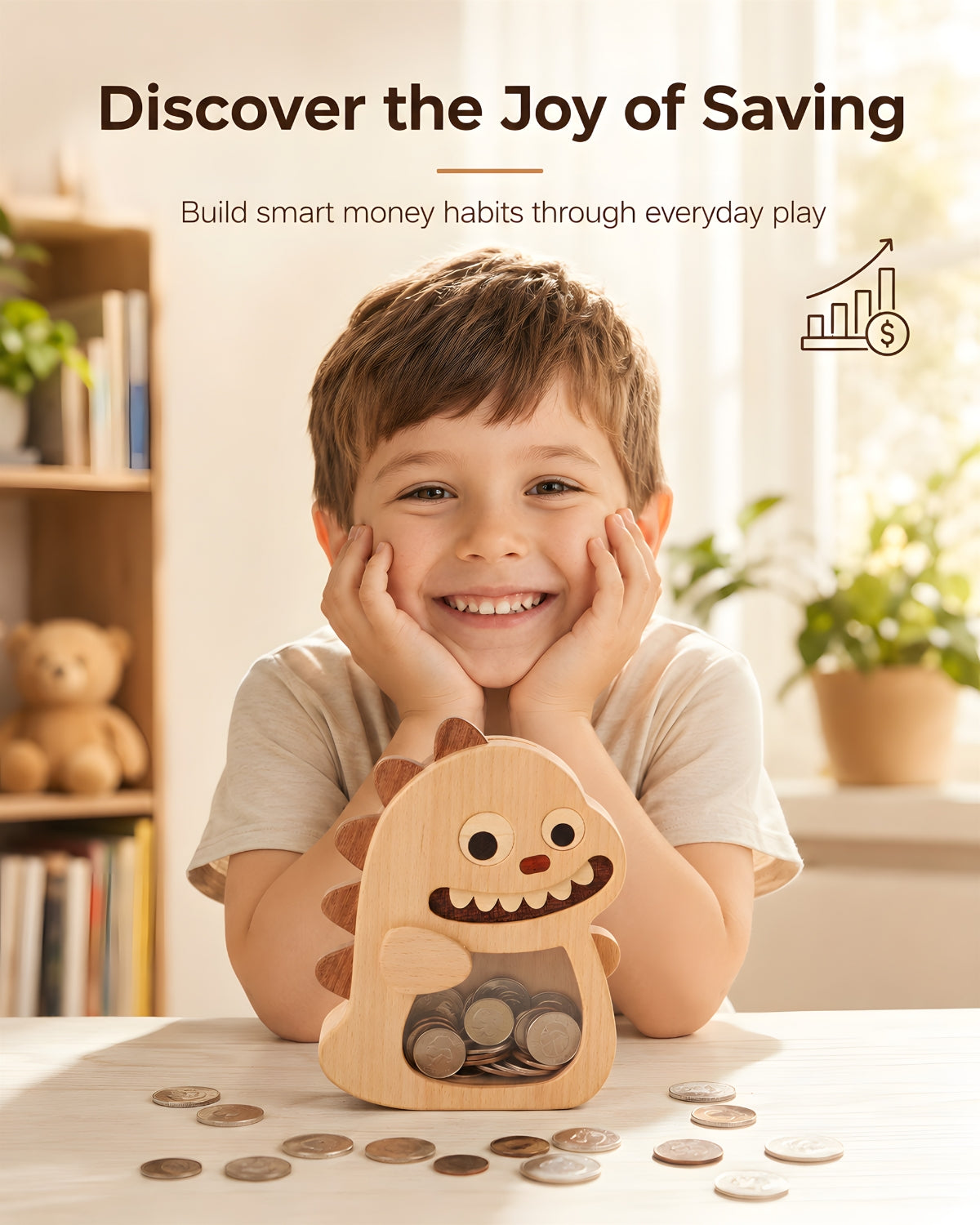 Wooden Piggy Bank (Dinosaur)