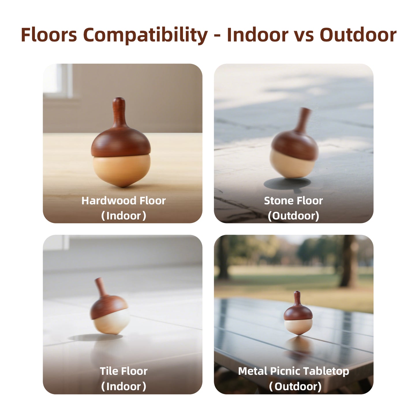 Wooden Spinning Tops（3pcs）